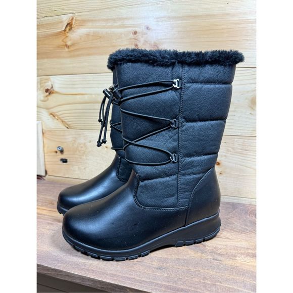 Khombu Shoes - Khombu Women's Black Mid-Calf Snow Boots with Faux Fur Lining Size 7M